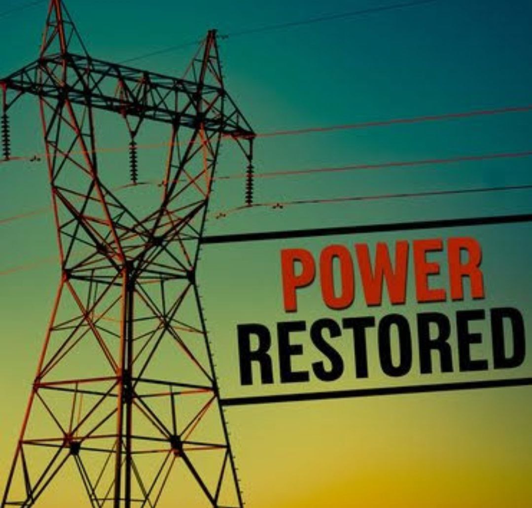 The power interruption is fully restored